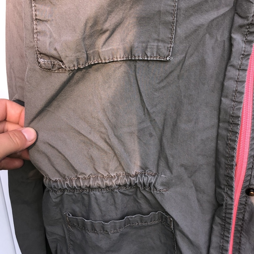 Brown and pink jacket rain coat size large cinched waist light weight fall coat - Picture 2 of 5